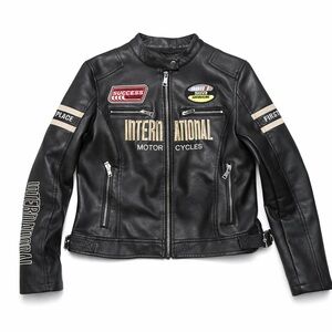 AKIRA - XL Black Moto Racing Jacket International Motorcycles Faux Leather Biker